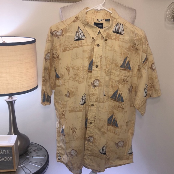 Sailboats & Anchors Button Up Short Sleeve Shirt Sz.XL - Picture 1 of 6